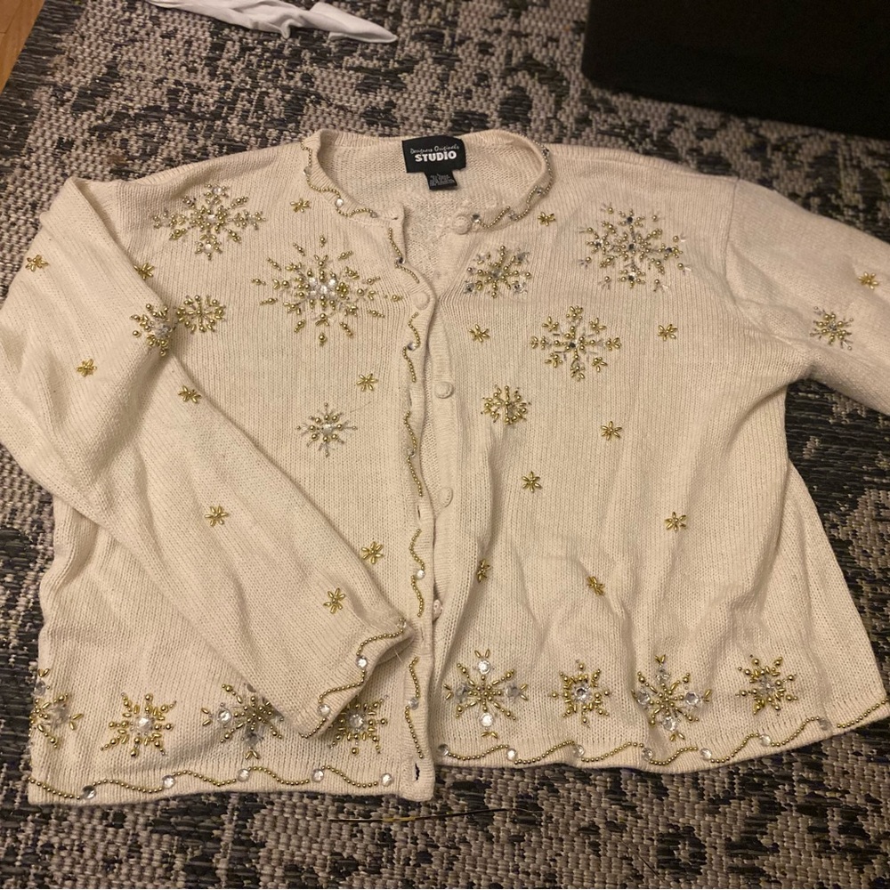 Cream hand beaded cardigan